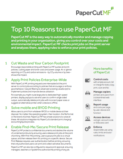 PaperCut MF 10 Reasons Why